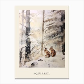 Winter Watercolour Squirrel 1 Poster Canvas Print