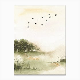 Watercolor Of Birds 1 Canvas Print