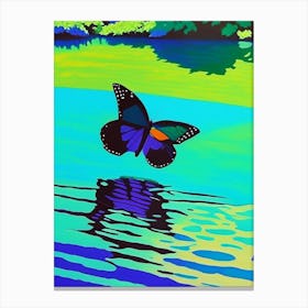 Butterfly On Lake Pop Art David Hockney Inspired 1 Canvas Print