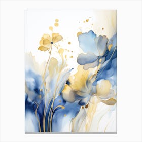 Blue And Gold Flowers 2 Canvas Print