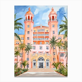 The Biltmore Hotel   Coral Gables, Florida   Resort Storybook Illustration 2 Canvas Print