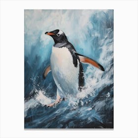 Adlie Penguin Ross Island Oil Painting 1 Canvas Print