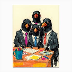 Crows In Suits Canvas Print