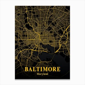 Baltimore Gold City Map 1 Canvas Print