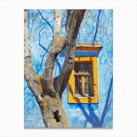 Tree In A Blue House Canvas Print