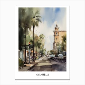 Anaheim Watercolor 4 Travel Poster Canvas Print