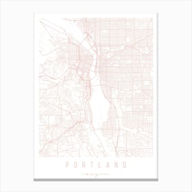 Portland Oregon Light Pink Minimal Street Map Canvas Print