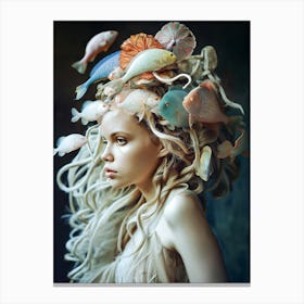 "Fish-Adorned Hair Beauty" Canvas Print