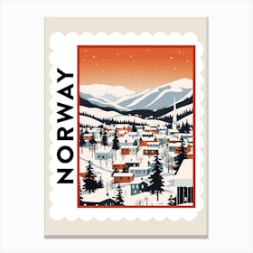 Retro Winter Stamp Poster Troms Norway Canvas Print