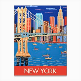 New York United States Bridge Travel Print Painting Cute Canvas Print