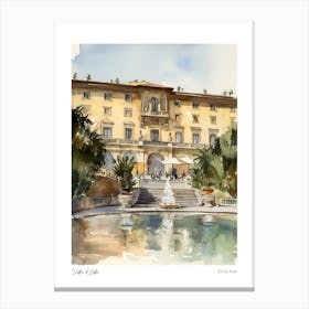 Villa D'Este, Tivoli, Italy 4 Watercolour Travel Poster Canvas Print