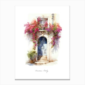 Ancona, Italy   Mediterranean Doors Watercolour Painting 4 Poster Canvas Print