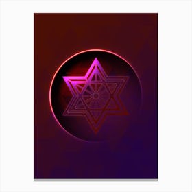 Geometric Neon Glyph on Jewel Tone Triangle Pattern 187 Canvas Print