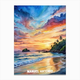 Manuel Antonio National Park Watercolor Painting. Canvas Print