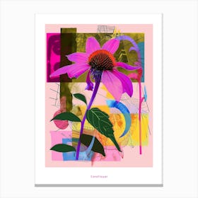 Coneflower 1 Neon Flower Collage Poster Canvas Print