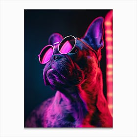 Beautiful Dog Under Neon Lights 3 Canvas Print