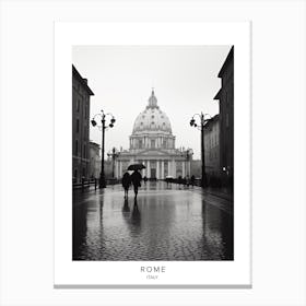 Poster Of Rome, Italy, Black And White Analogue Photography 3 Canvas Print