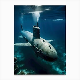 Submarine In The Ocean-Reimagined 41 Canvas Print