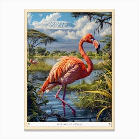 Greater Flamingo Lake Nakuru Nakuru Kenya Tropical Illustration 2 Poster Canvas Print