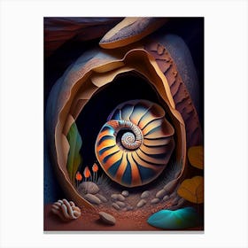 Snail In Cave Patchwork Canvas Print