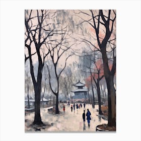Winter City Park Painting Yoyogi Park Taipei Taiwan 3 Canvas Print