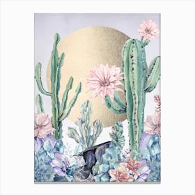 Cactus And Flowers Desert Summer Sun Canvas Print