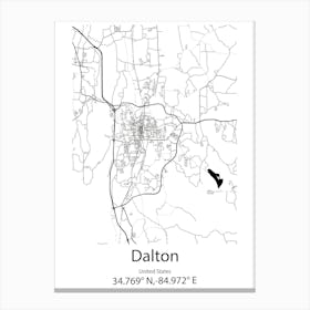 Dalton,United States Minimalist Map 1 Canvas Print