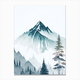 Mountain And Forest In Minimalist Watercolor Vertical Composition 267 Canvas Print