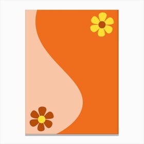 Yin And Yang Retro Abstract Flower Canvas Print