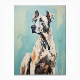 Great Dane Dog, Painting In Light Teal And Brown 3 Canvas Print