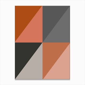 Triangles Abstract Orange and Grey Canvas Print