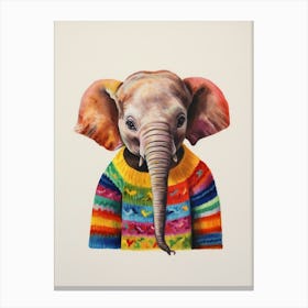 Baby Animal Wearing Sweater Elephant 2 Canvas Print