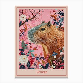 Floral Animal Painting Capybara 4 Poster Canvas Print