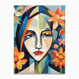 Abstract Of A Woman With Flowers Canvas Print