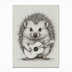 Hedgehog Playing Guitar 8 Canvas Print