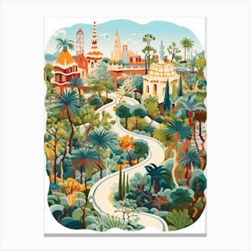 Park Gell Spain Modern Illustration  Canvas Print