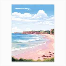 An Illustration In Pink Tones Of  Gracetown Beach Australia 4 Canvas Print
