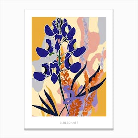 Colourful Flower Illustration Poster Bluebonnet 3 Canvas Print
