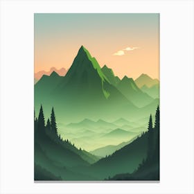 Misty Mountains Vertical Composition In Green Tone 208 Canvas Print