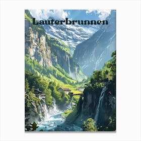 Lauterbrunnen Valley Art Illustration Leinwandbild