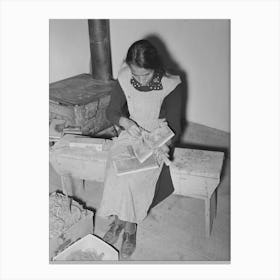 Spanish American Woman Carding Wool At Wpa (Works Progress Administrationwork Projects Canvas Print