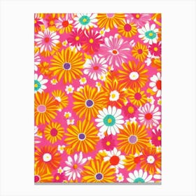 Daisy Floral Print Retro Pattern2 Flower Canvas Print