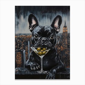 Whimsical Frenchies At The Bar 41 Canvas Print