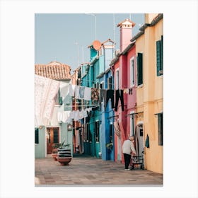 Colorful Laundry In Burano In Italy Canvas Print