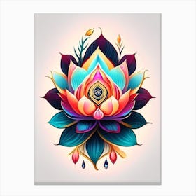 Lotus Flower, Symbol, Third Eye Tattoo 3 Canvas Print