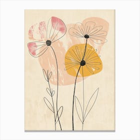 Dahlias Boho Minimalist Style Canvas Print