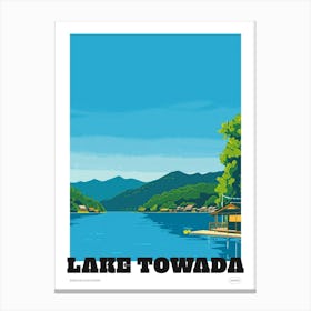 Lake Towada Japan 2 Colourful Travel Poster Canvas Print