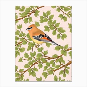 Cedar Waxwing 2 William Morris Style Bird Canvas Print