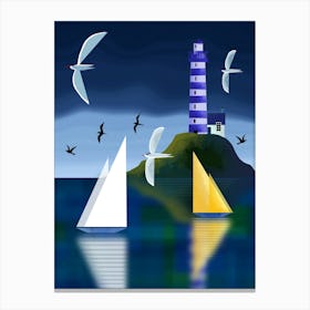 Lighthouse on Rocky Island Canvas Print