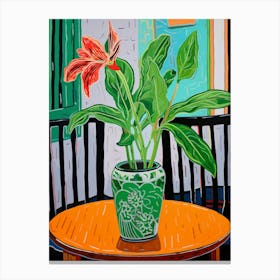 Flowers In A Vase Still Life Painting Gloriosa Lily 4 Canvas Print